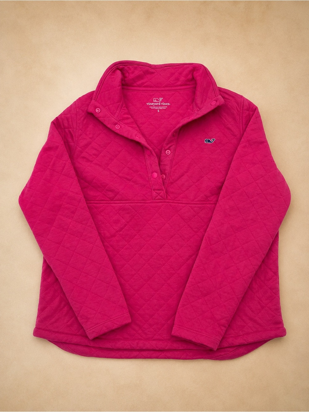 Vineyard Vines Quilted Snap Pullover - Fuchsia Pink